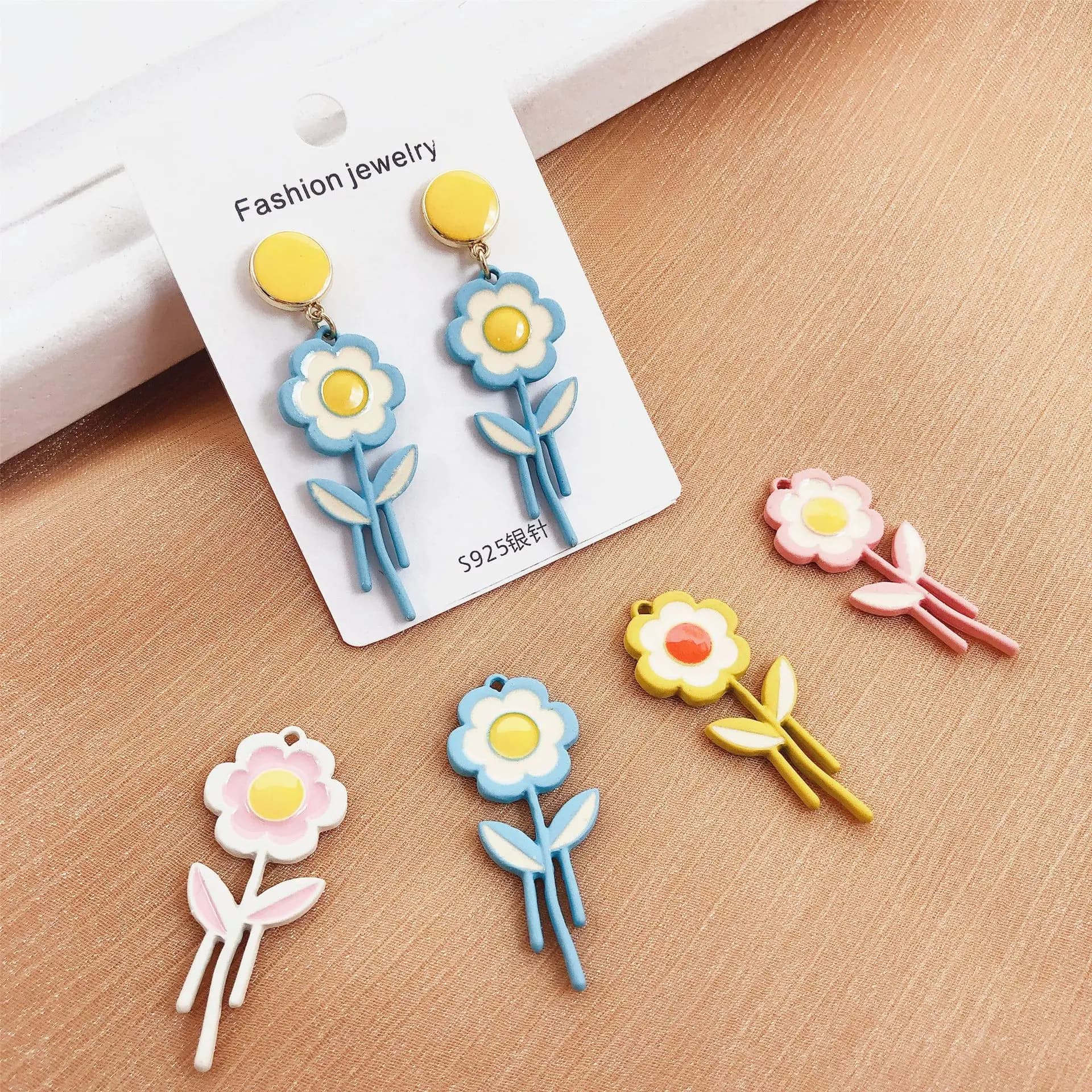 10pcs/lot Fashion design temperament flower spray paint dripping oil earrings enamel pendant accessories DIY jewelry material
