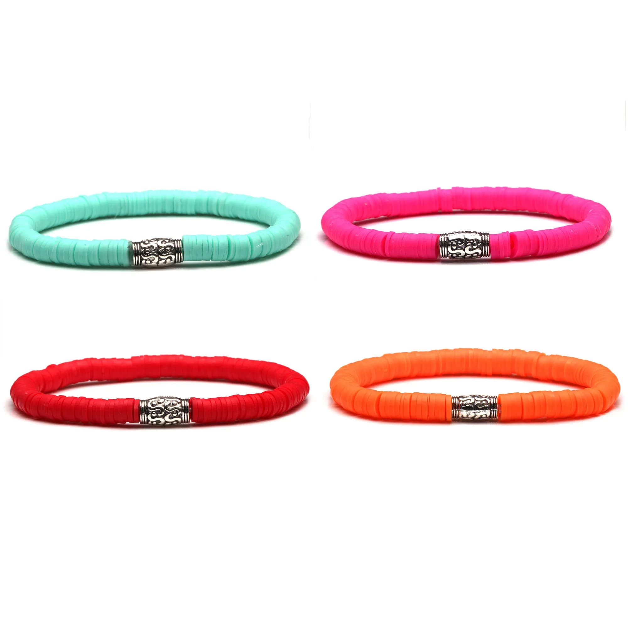6mm Solild Color argilla polimerica Heishi perline bracciale elasticizzato donna rosso rosa arancione giallo Eco-friendly gioielli da spiaggia presente