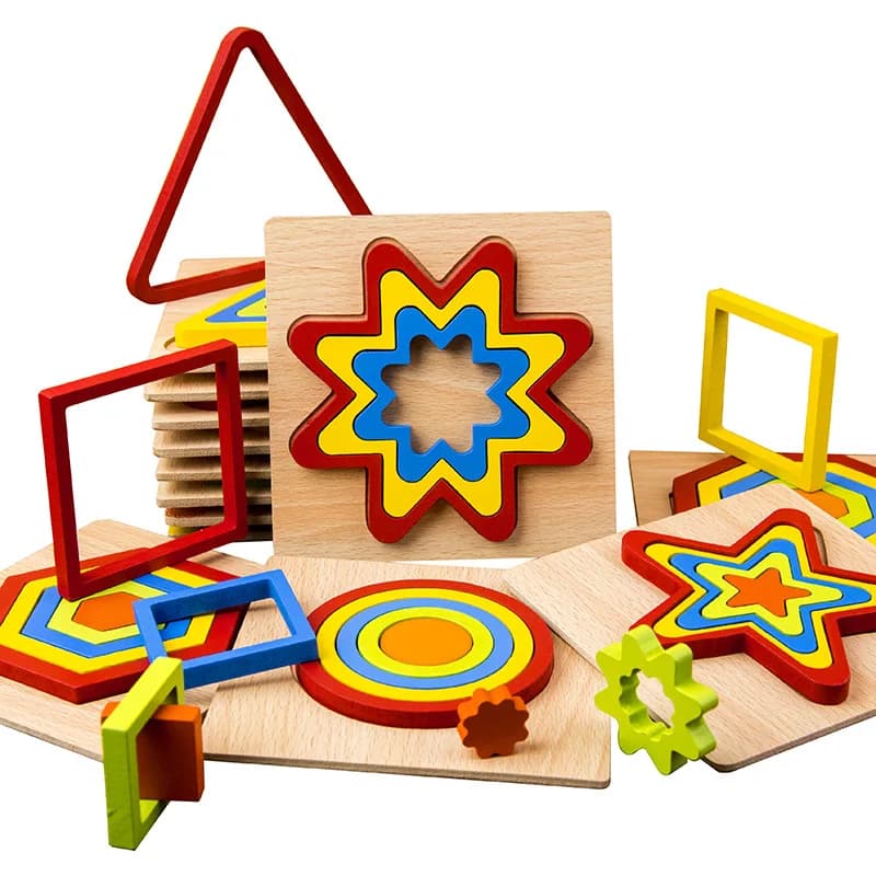 Puzzle di forma geometrica in legno per bambini Giocattoli Montessori Forma Cognizione Bambini Puzzle Board Apprendimento Giocattoli educativi Regali
