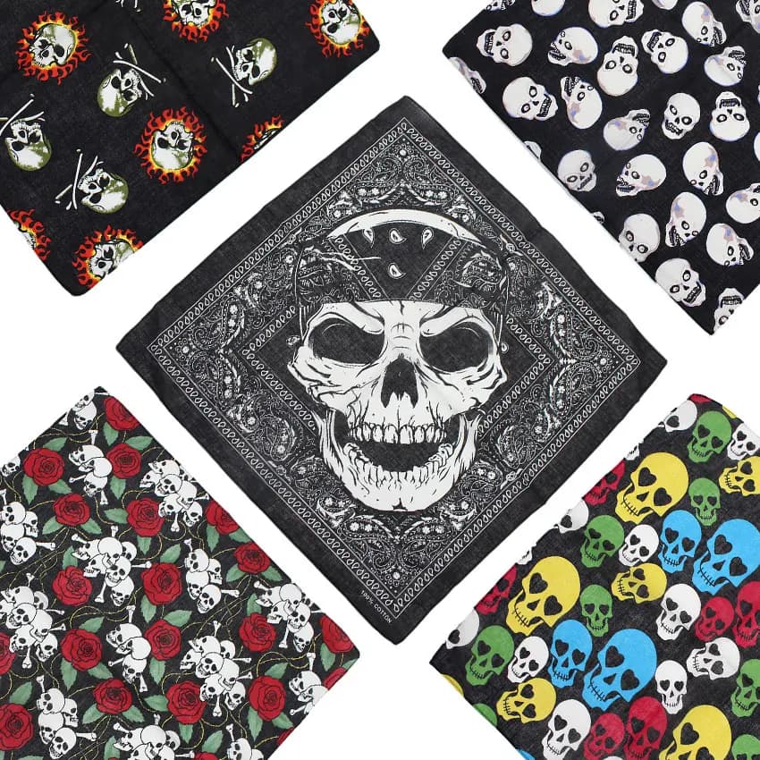 Sciarpa quadrata Bandana teschio 100% fazzoletto quadrato in cotone Hip Hop Sport Paisley sciarpa testa di bicicletta sciarpe donna per collo