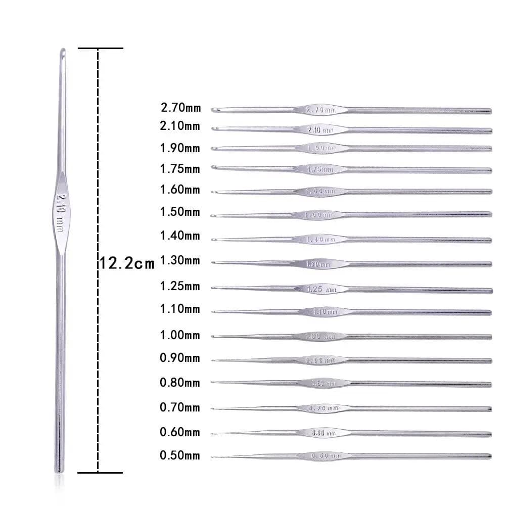 1PC Manico in metallo di piccole dimensioni Uncinetto Ferri da maglia Piccole dimensioni 0,5-2,7mm Aghi per uncinetto in pizzo Gancio in metallo per pizzo lavorato a maglia