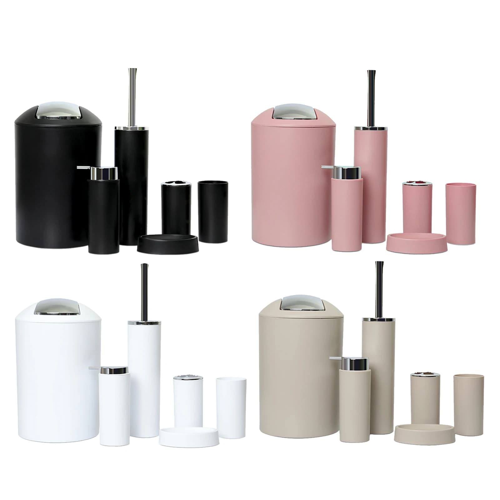 Set di accessori per il bagno da 6 pezzi Set di portasapone da bagno Kit di spazzole per wc per mantenere pulito il bagno