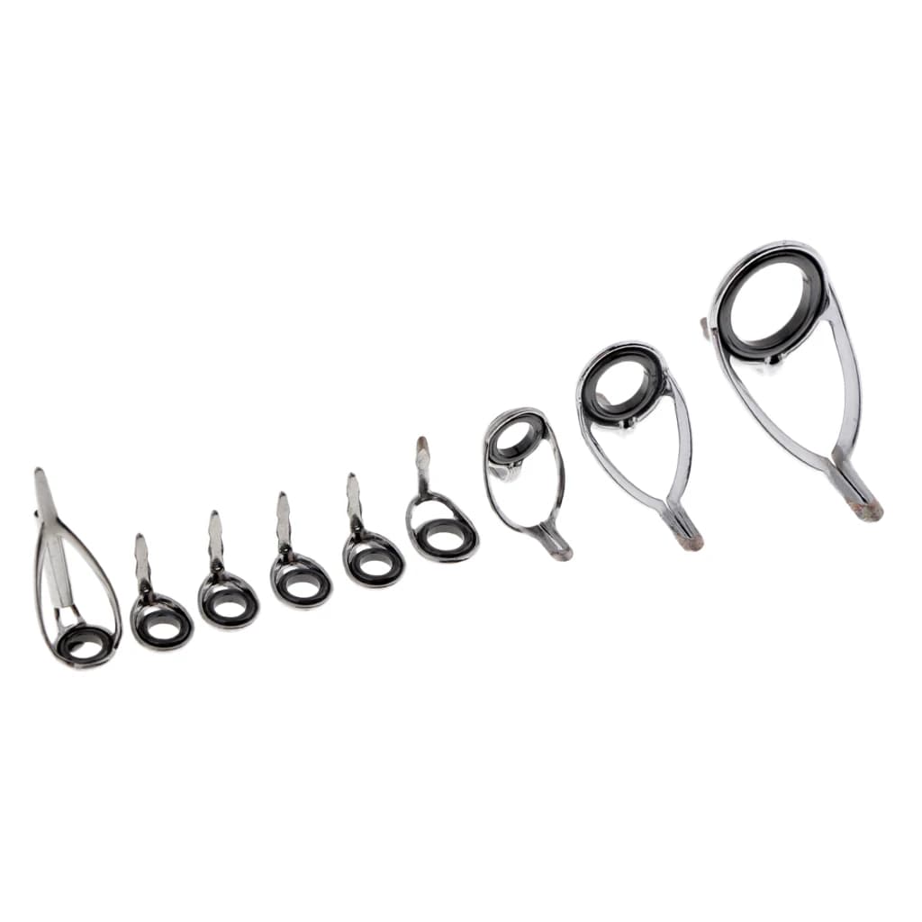Baitcasting Rod guide canna da pesca punta top sostituzione anello in acciaio d'acqua dolce Baitcasting canna da pesca Kit di riparazione 9 pezzi/set