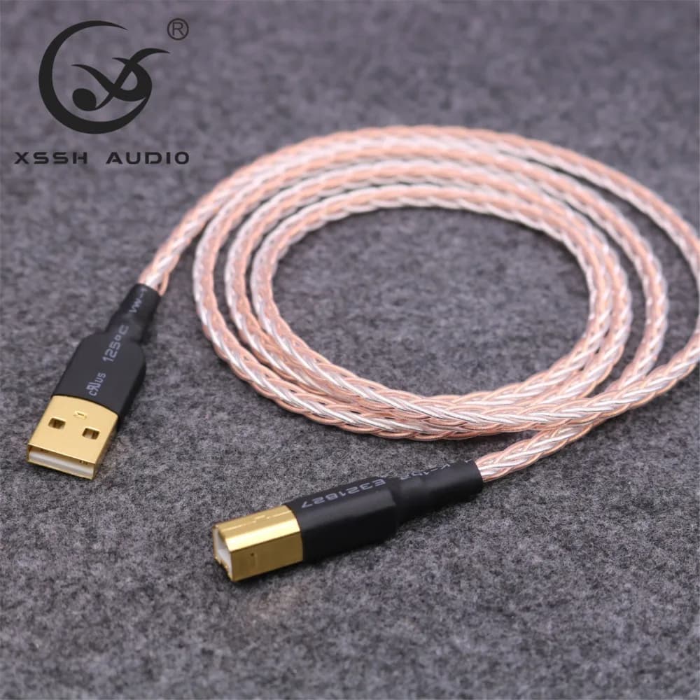 Linee dati XSSH FAI DA TE OEM ODM OCC 7n Rame Argento Misto OFC Conduttore USB A a USB B Estensione Aux Cavo Audio Cavo per DAC