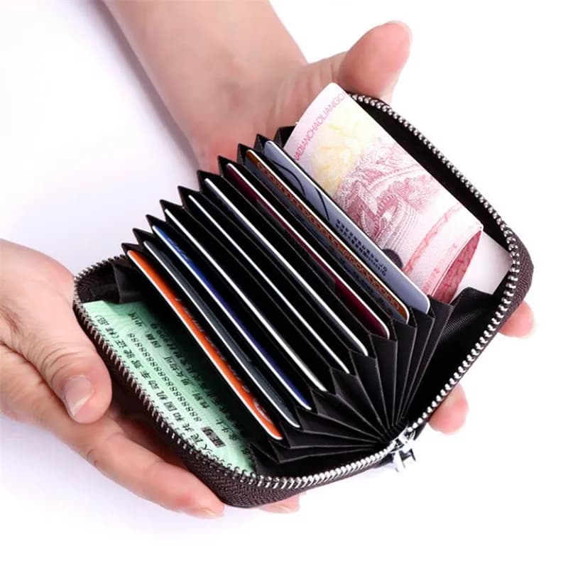 1 pc porta biglietti da visita da uomo porta carte di credito in vera pelle tasca con cerniera da donna porta carte Unisex portafoglio con cerniera