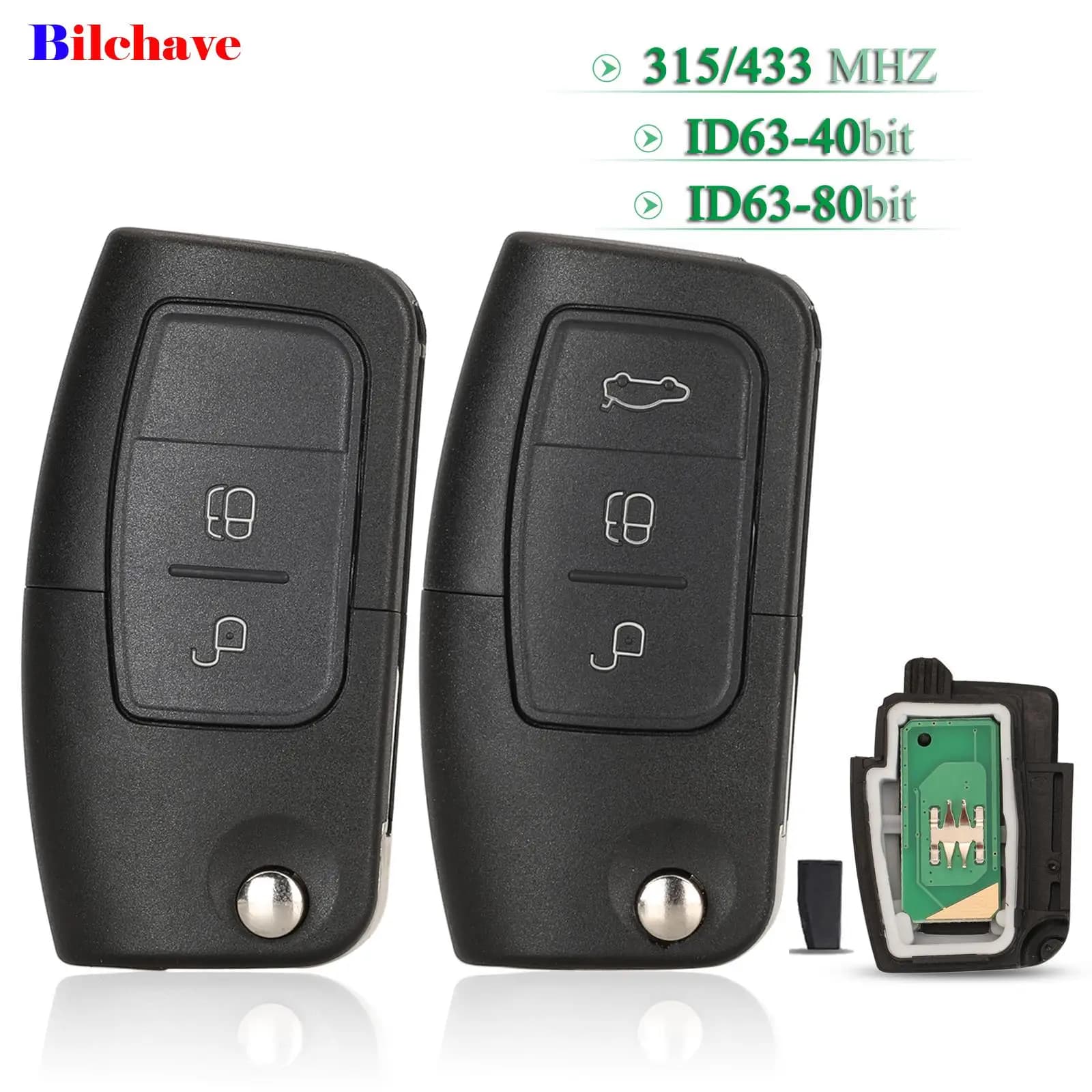 Jingyuqin 2/3 buttons for Ford Eco Sport 2013 - 2017 Focus MK 2 2009 Fob 315/433MHz ID60 4 d63 car key Hu101/Fo21 Blade