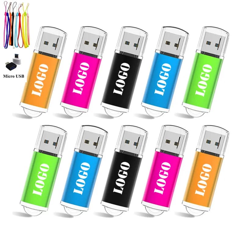 10 Pz/lotto Metallo USB Flash Drive Pen Drive 4GB 8GB 16GB Pendrive 32GB 64GB Memory Stick 128GB USB Stick Regalo LOGO Personalizzato Gratuito