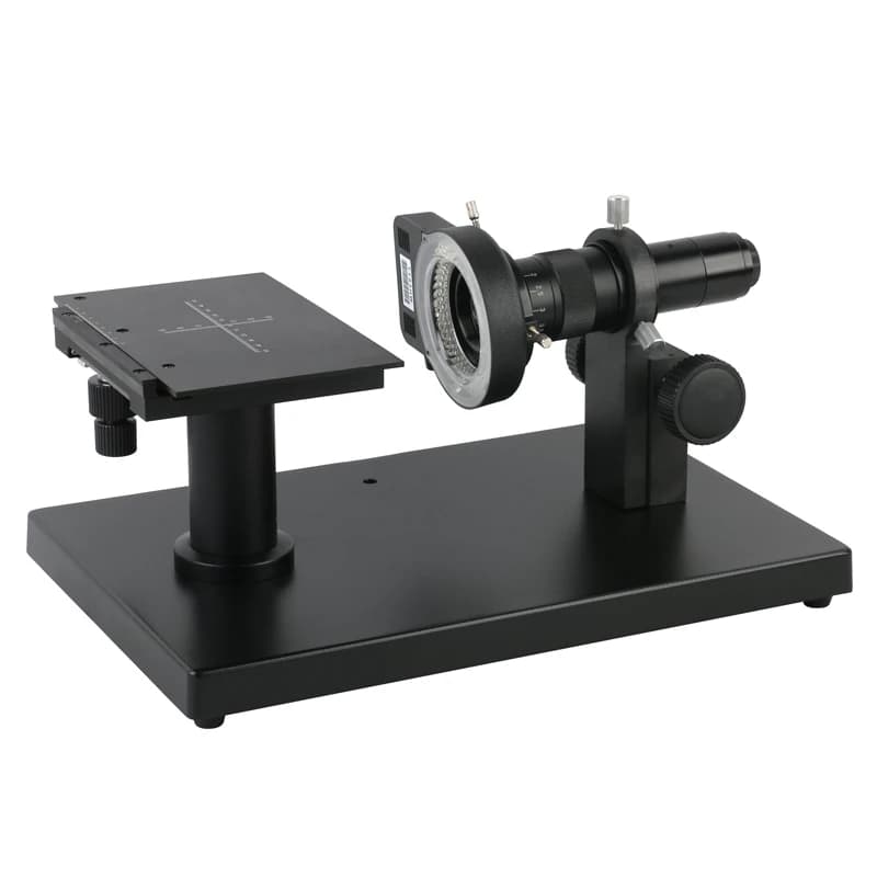 Horizontal microscope level 50mm camcorder table support for scale X Y stage load table 180X C lens with 144 LED connection