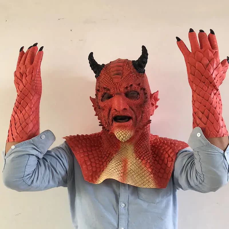 Belial Il Demone Maschera Diavolo Lattice Costume Cosplay Puntelli Maschere Guanti Halloween
