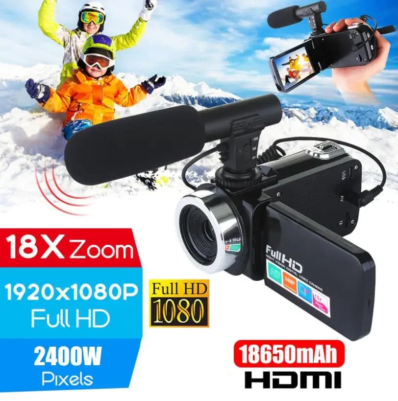 Videocamera professionale 4K HD videocamera visione notturna 3.0 pollici LCD Touch Screen fotocamera 18x Zoom digitale con microfono