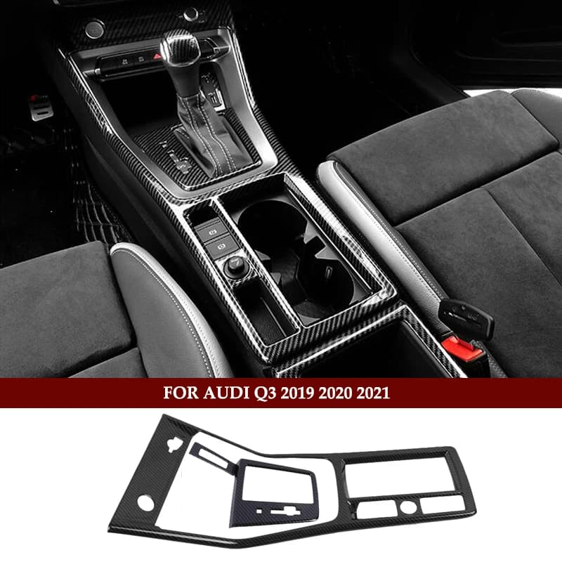 Car Styling carbon fiber Multimedia headrest Central console change panel cover for Audi Q3 2019 interior accessories