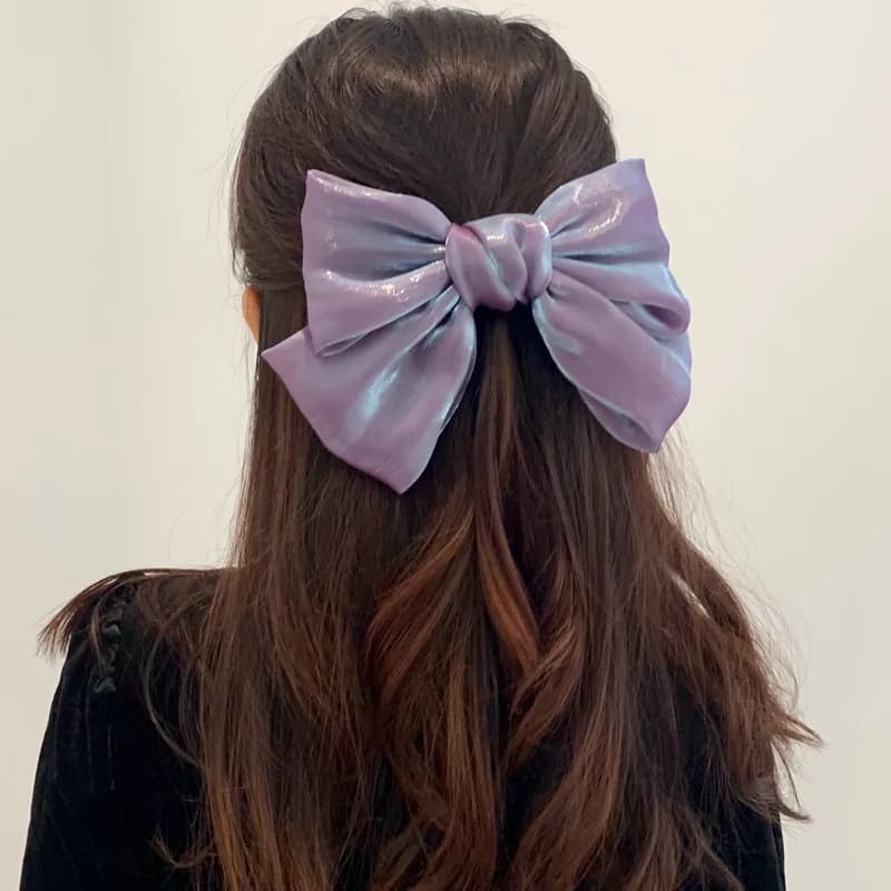 Moda viola grande fiocco fermagli per capelli per le donne ragazze 2020 francese brillante raso tornante semplice tinta unita top clip accessori per capelli