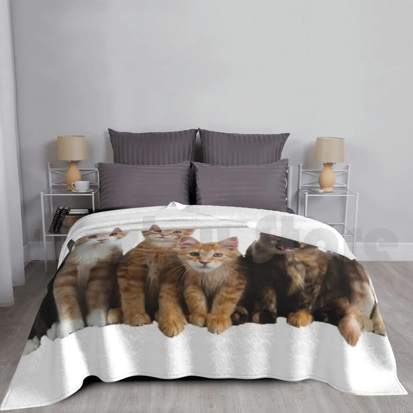 Dream Team Coperta Moda Personalizzata Gatti Gatti Persiani Domestici Selvaggi Colorati Nero Bianco Giallo su un albero