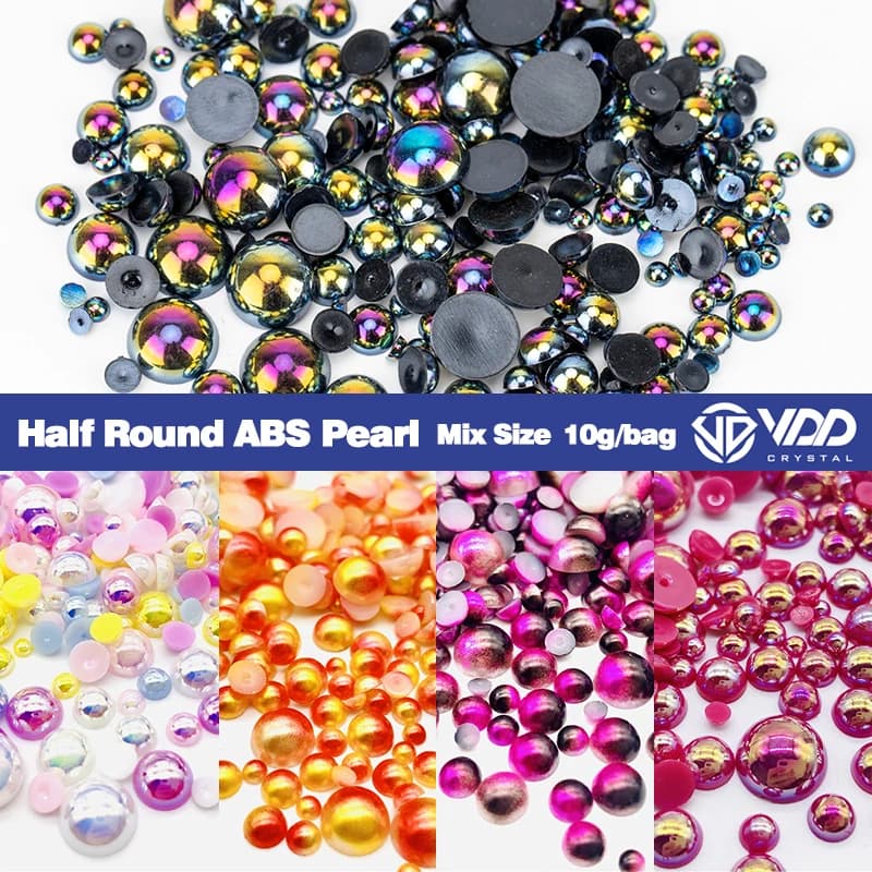 VDD 10g Formato Della Miscela Mezza Rotonda ABS Perla Flatback Resina Strass Perla Imitazione Per Unghie Artistiche Artigianato Decorazione Fai Da Te
