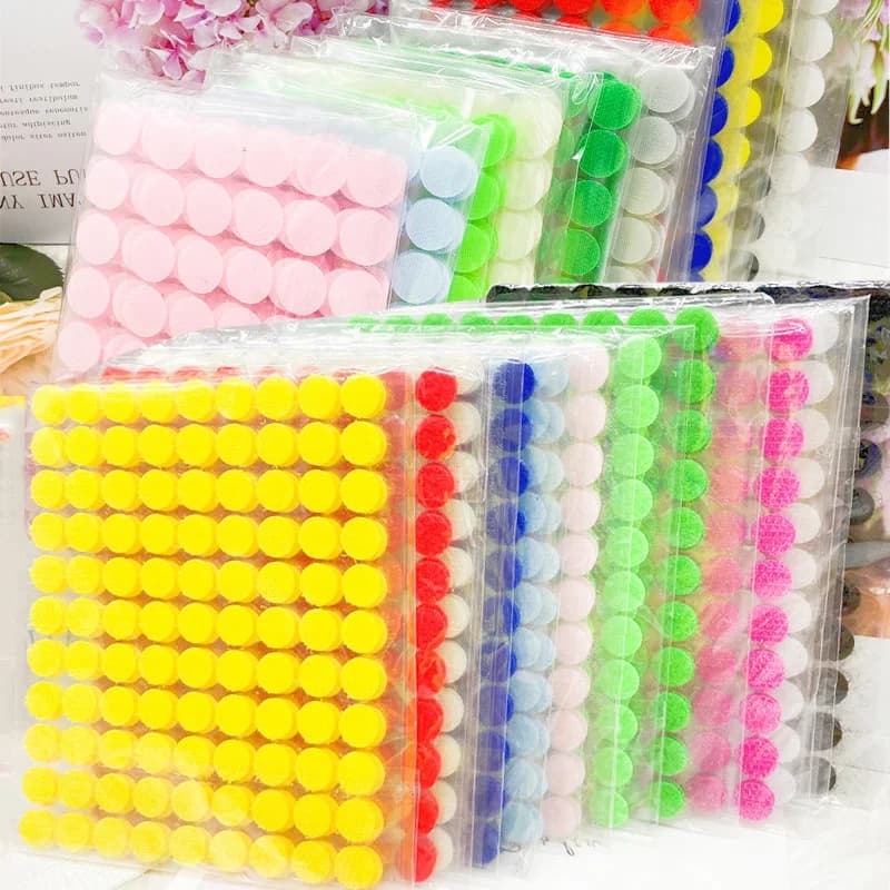 Dot Sticker Glue Adhesive Fastener 10mm 15mm Dot Nylon Hook and Loop Sticker Glue Round Strong Self Adhesive Fastener Tape
