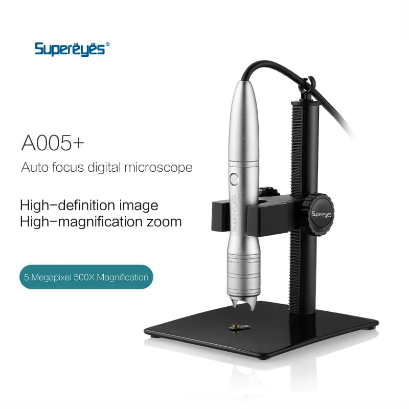 Supereyes A005 5MP 1-500X Vivavoce Messa a fuoco automatica Video Microscopio digitale USB Endoscopio portatile Lente d'ingrandimento Otoscopio CMOS Periscopio