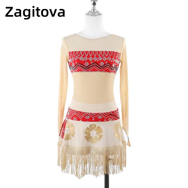 Zagitova Abito da pattinaggio di figura Gonna da pattinaggio su ghiaccio per ragazze da donna Costumi da ginnastica ritmica La gonna a rete Croods