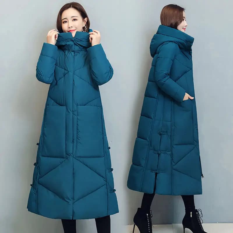 Cappotto lungo invernale da donna 2025 Moda Nuovo addensare imbottito in cotone caldo Capispalla da neve Allentato femminile antivento Giacca con cappuccio Parka