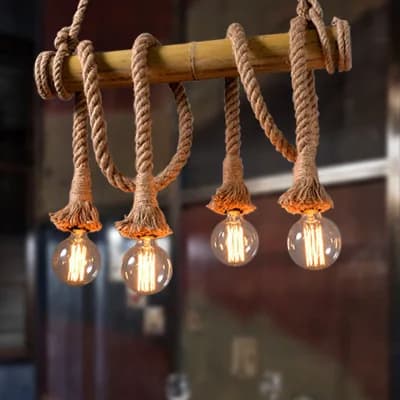 Corda Vintage lampade a sospensione in bambù personalità Loft luci corda di canapa per cucina lampada a sospensione Cafe Bar Decor apparecchi di illuminazione