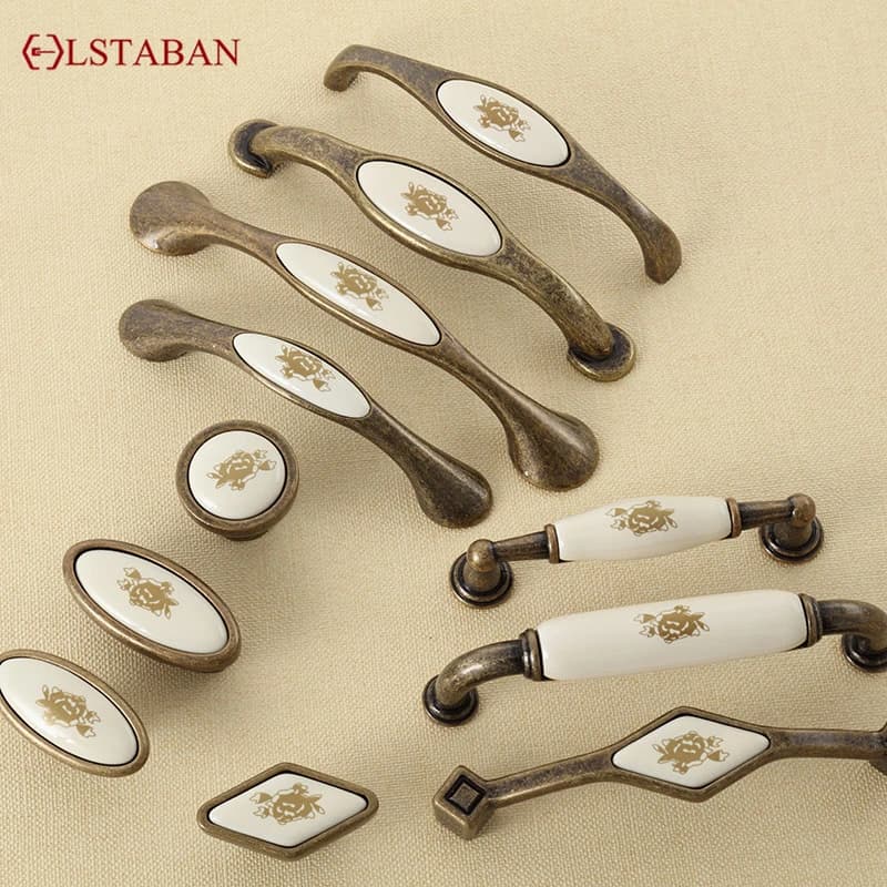 LSTABAN Armadio moderno e minimalista scarpiera armadietto per vino rame antico monoforo rotondo nuova maniglia in ceramica bianca maniglie per mobili e pomelli