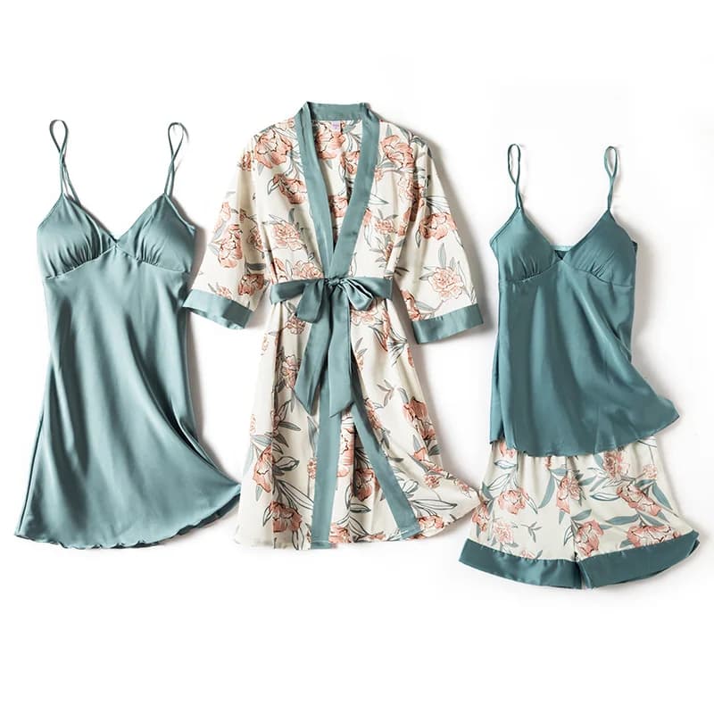 Pigiami per le Donne Pijama Mujer 4 Piece Set Sexy Delle Signore Pigiama Degli Indumenti Da Notte Delle Donne Completi Da Notte E Pigiami Salotto di Sonno Con Protezioni per Il petto Per La Casa usura