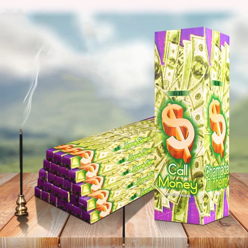 Originale India importato Aroma incenso Stick Chiama denaro Rituali Fortuna Incenso 25 piccole scatole in una scatola grande Aria pulita Articolo per interni