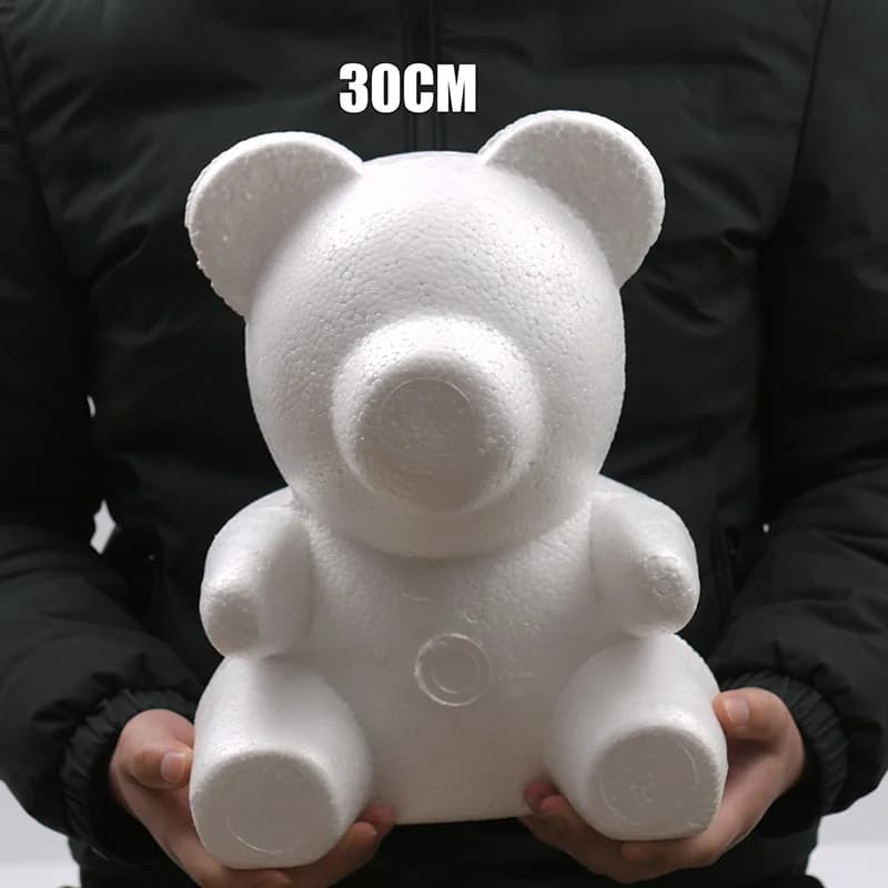 1 pcs 15 cm-30 cm various size pink foam bear DIY mold for gift polystyrene foam ball artificial pink flowers BeaR