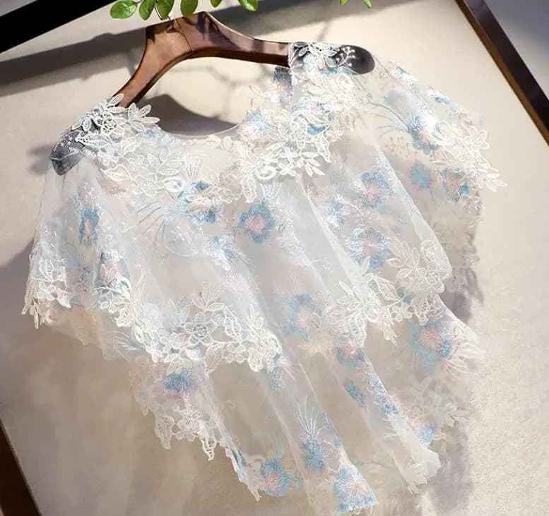 Mesh mantle with floral embroidery spring summer by woman in lace Pashmina Lace slides with female summer vintage solar protection R1347