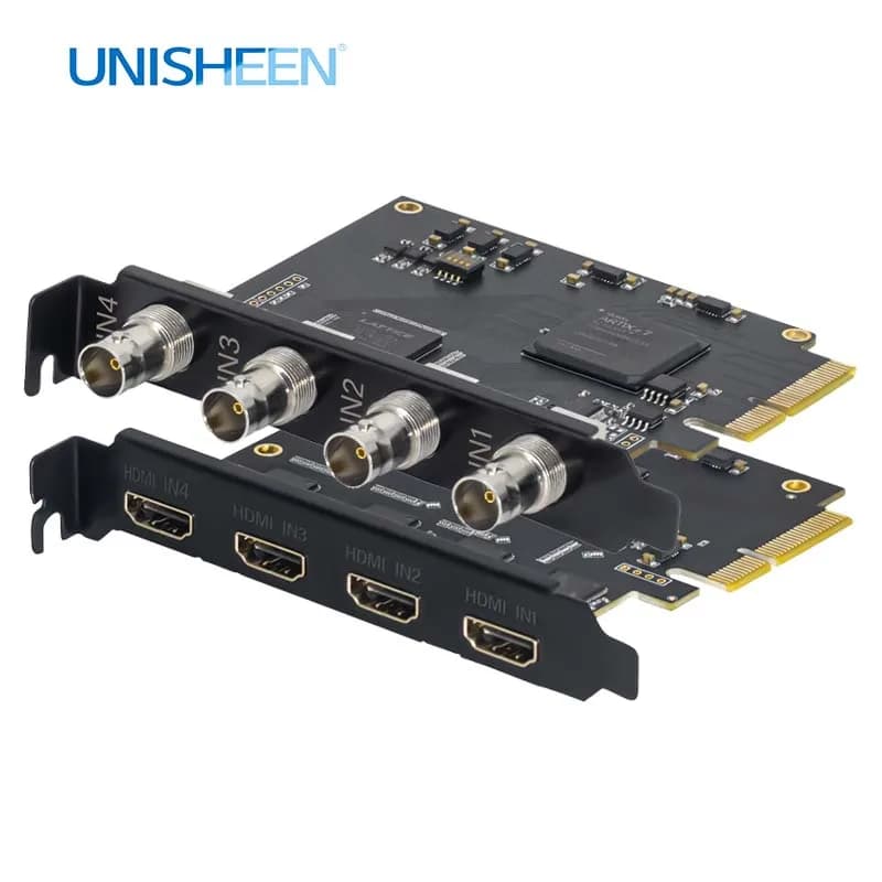 UNISHEEN HD Video Capture Card Box Zoom 1080p OBS Vmix Wirecast Streaming Quad 4 canali HDMI SDI Broadcast PCI Express