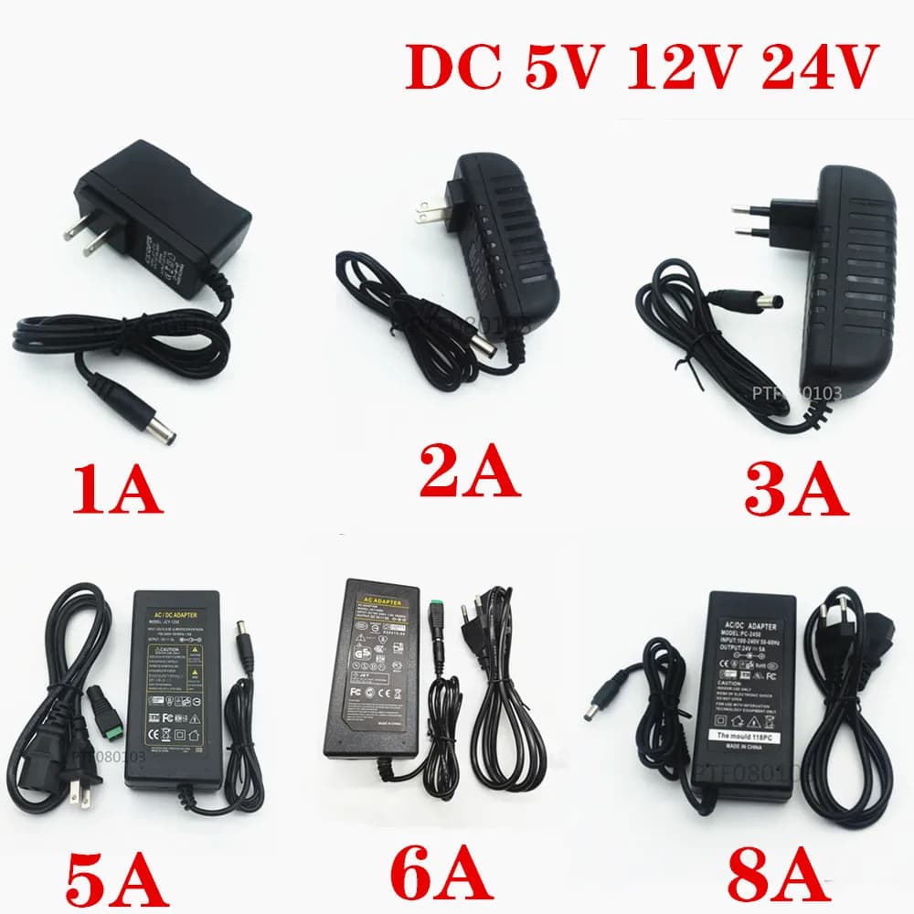 Alimentatore DC 5V 12V 24 V 1A 2A 3A 5A 6A 8A DC 5 12 24 V Volt trasformatori di illuminazione LED Driver adattatore di alimentazione striscia lampada