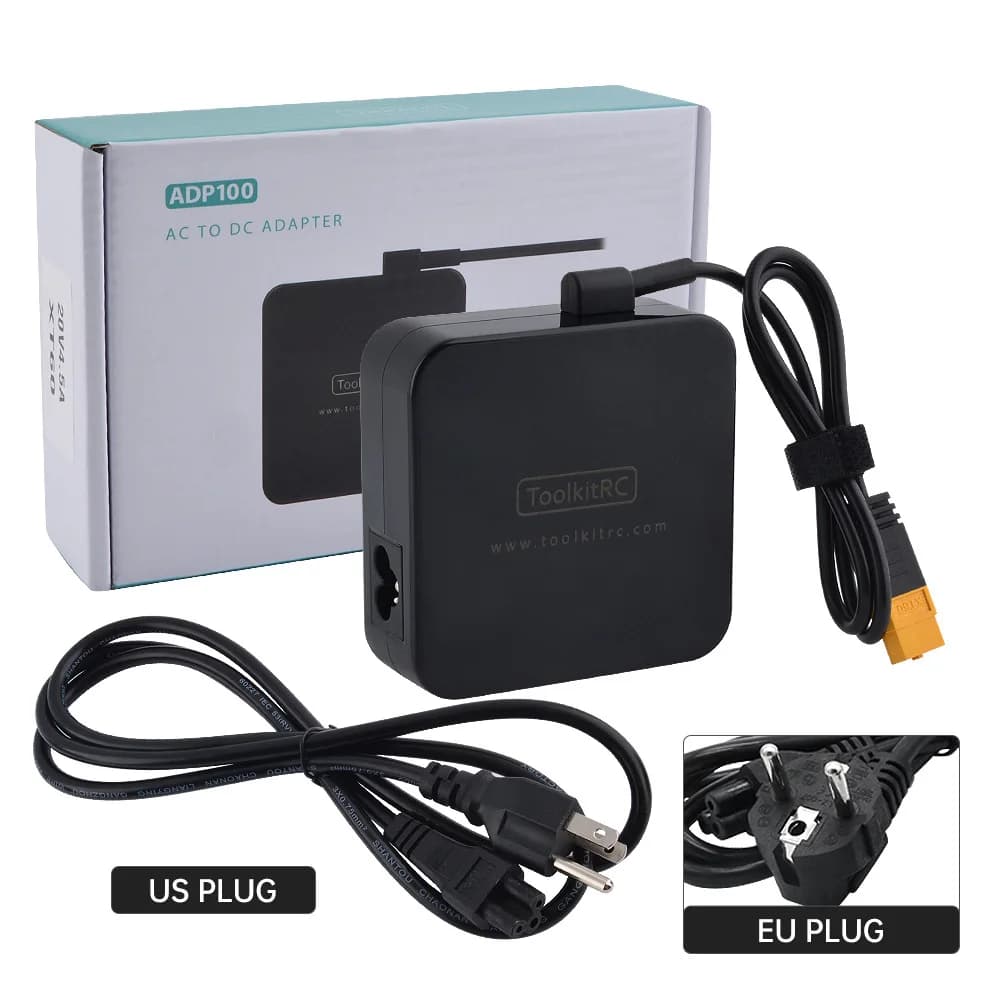 ToolkitRC ADP100 20v 5A 100W 50-60HZ 1.5A adattatore di alimentazione da ca a cc potenza di uscita spina XT60 per bilanciamento del caricabatteria RC