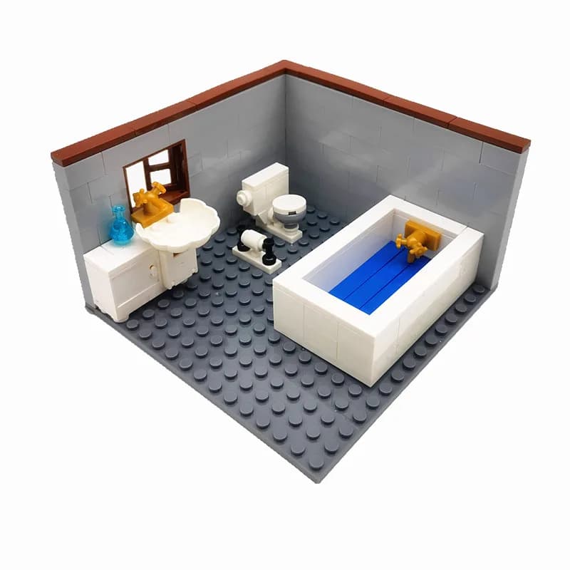 Compatibile classico blocchi di città mobili per la casa MOC per bambini giocattoli fai da te bagno WC lavabo WC Closestool mattoni da costruzione
