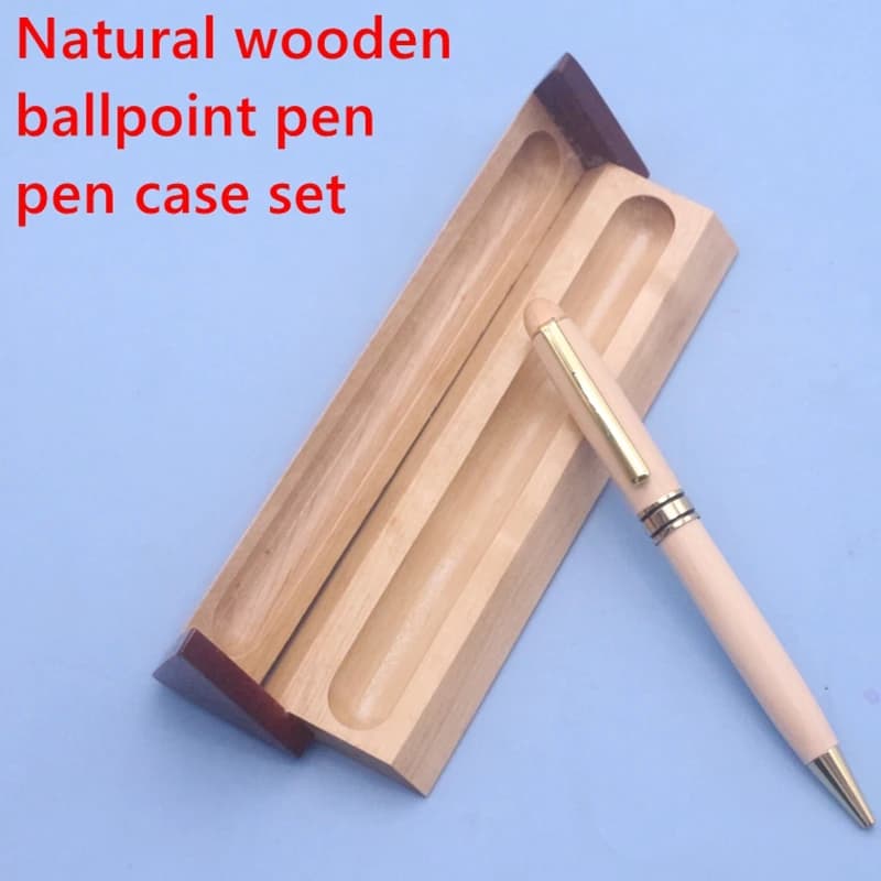 Natural wooden ballpoint pen box wooden calligraphy set wooden pen