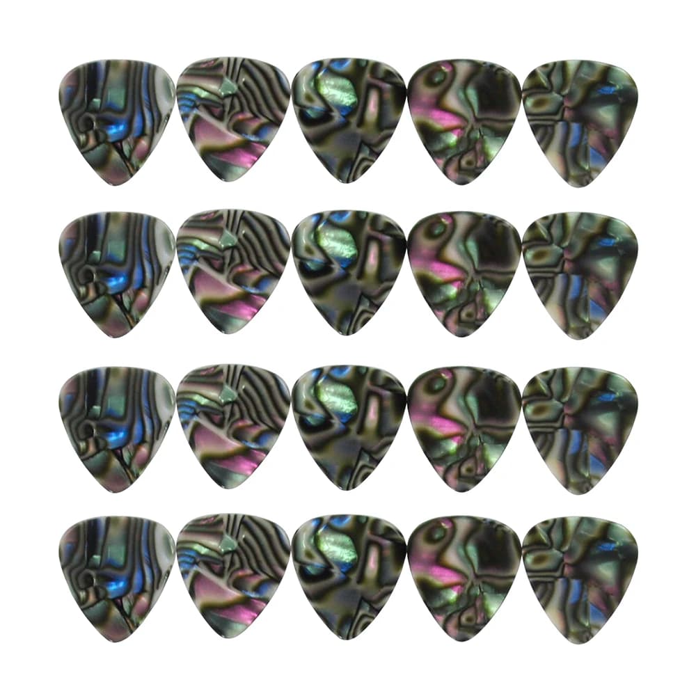 100 pz/lotto Abalone Seashell celluloide chitarra raccoglie Plectra Standard 0.71mm 0.96mm