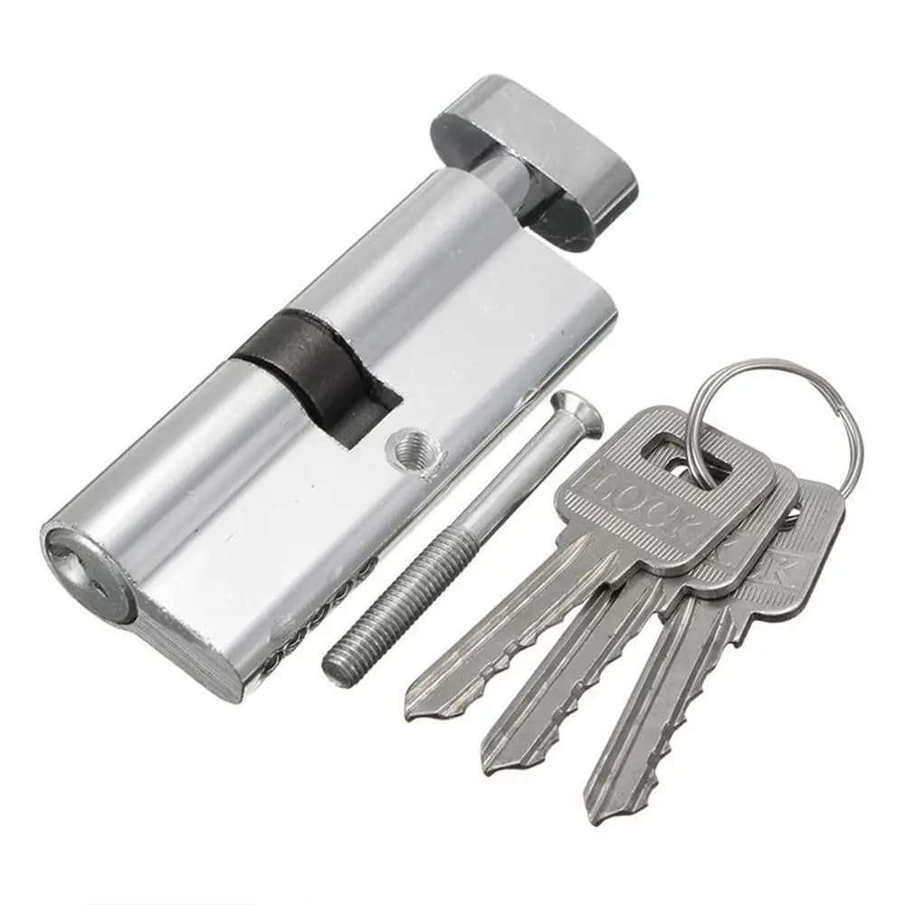 Serratura cilindro porta tono argento Hardware alluminio interno 3 chiavi serratura antifurto sicurezza domestica cilindro serratura camera da letto interna