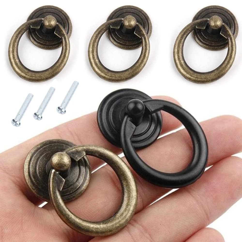 Vintage per custodia in legno Hardware Comò Manopole per armadietti Anello a goccia Maniglie per cassetti Maniglie per anelli per armadietti Maniglie ad anello Maniglie per mobili