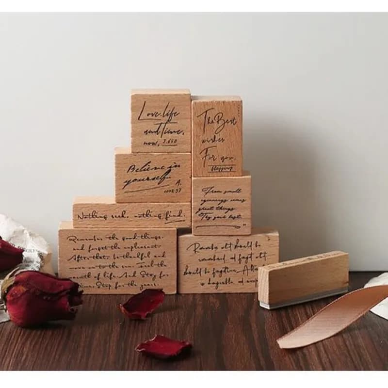 Vintage Handwriting Sentence & Paragraph Stamp Set for Scrapbooking DIY Junk Journal Supplies Wood Stamping Kit for Card Making