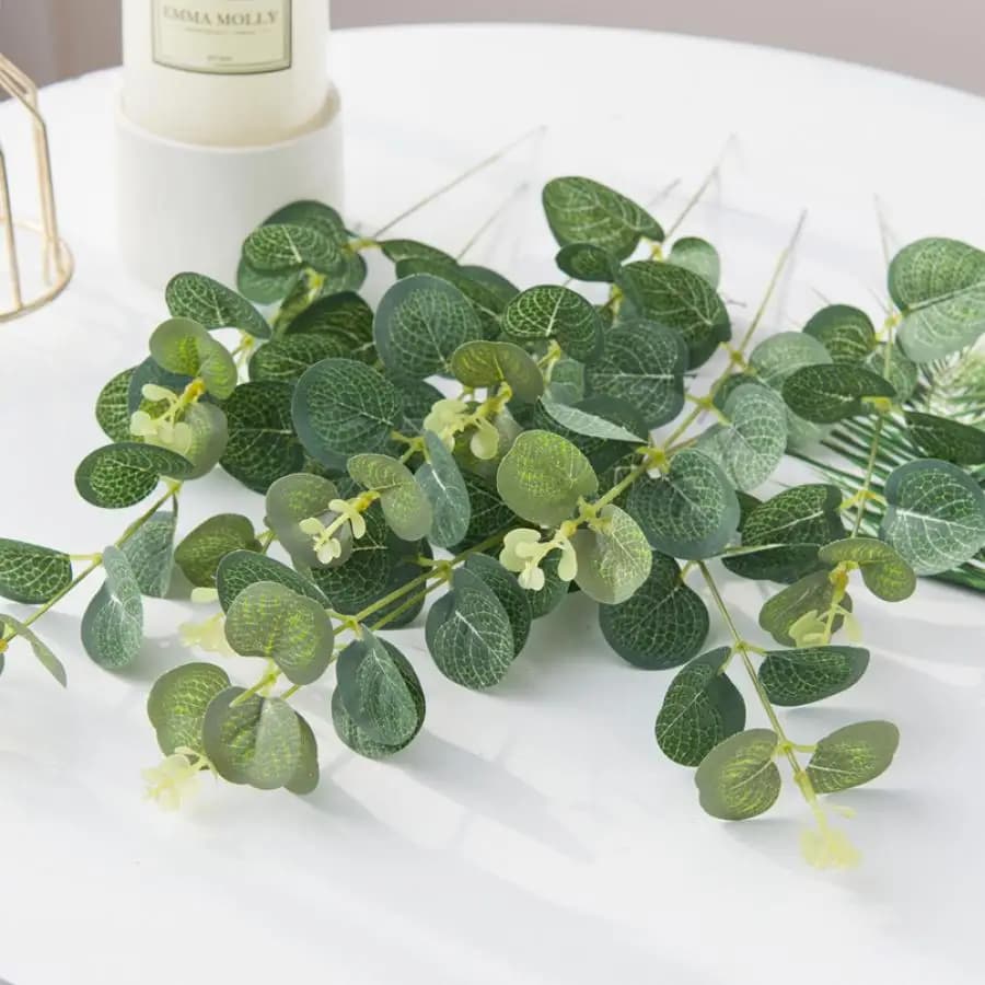 10 Pieces Eucalyptus Leaves Fined Valentine's Day Decoration Outdoor Home Wedding Decorative Flowers Ghirlande Artificial Plants