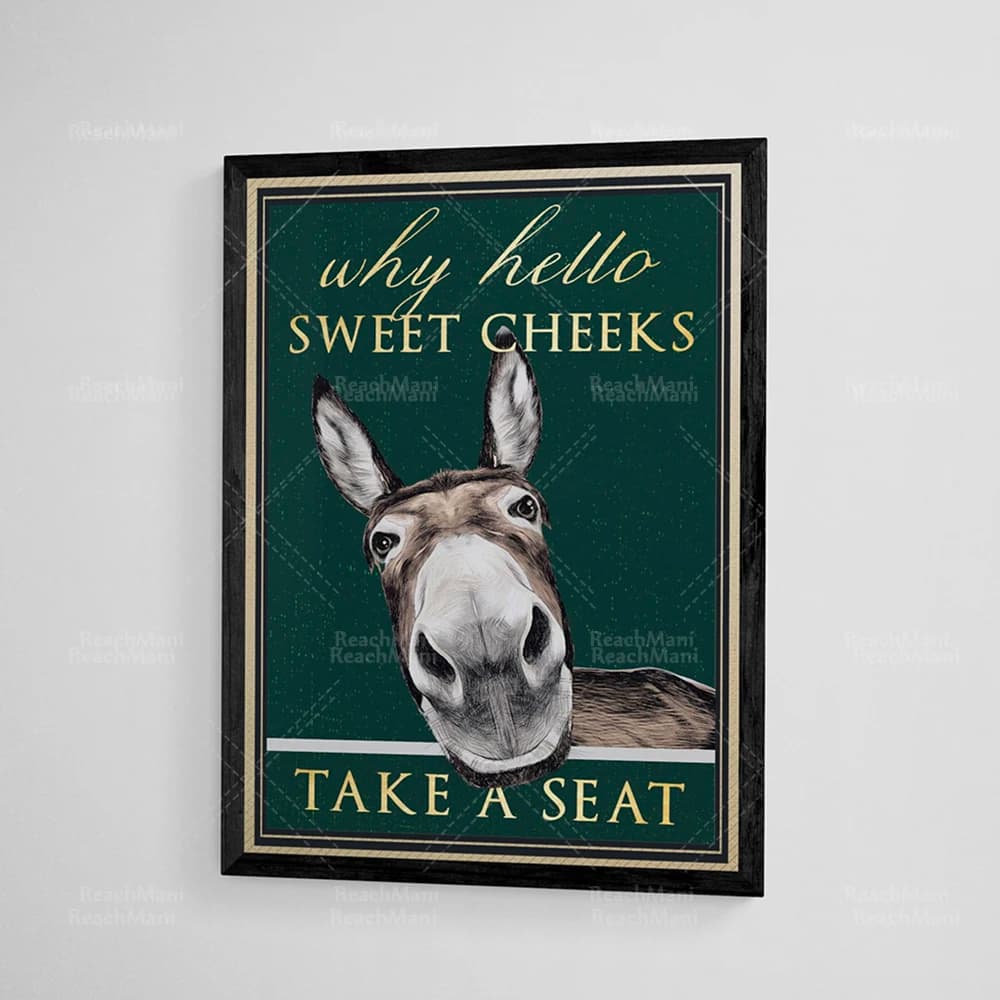 Ciao guance dolci, si prega di sedersi sull'asino, stampa del bagno, decorazione per la casa, poster regalo unico