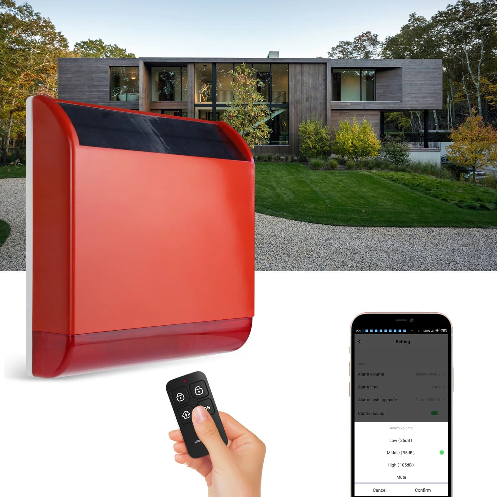 Wolf-Guard Smart Tuya WiFi Flash Siren Outdoor Burglar Security Alarm System with SOS Button 1080P Camera for Elderly / Patient