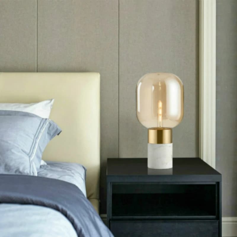Table Lamp in Nordic Marble Simple Glass Table Lamp Living Room Table Decorations Bedroom next to the Light Study White LED Desk Table Lamp
