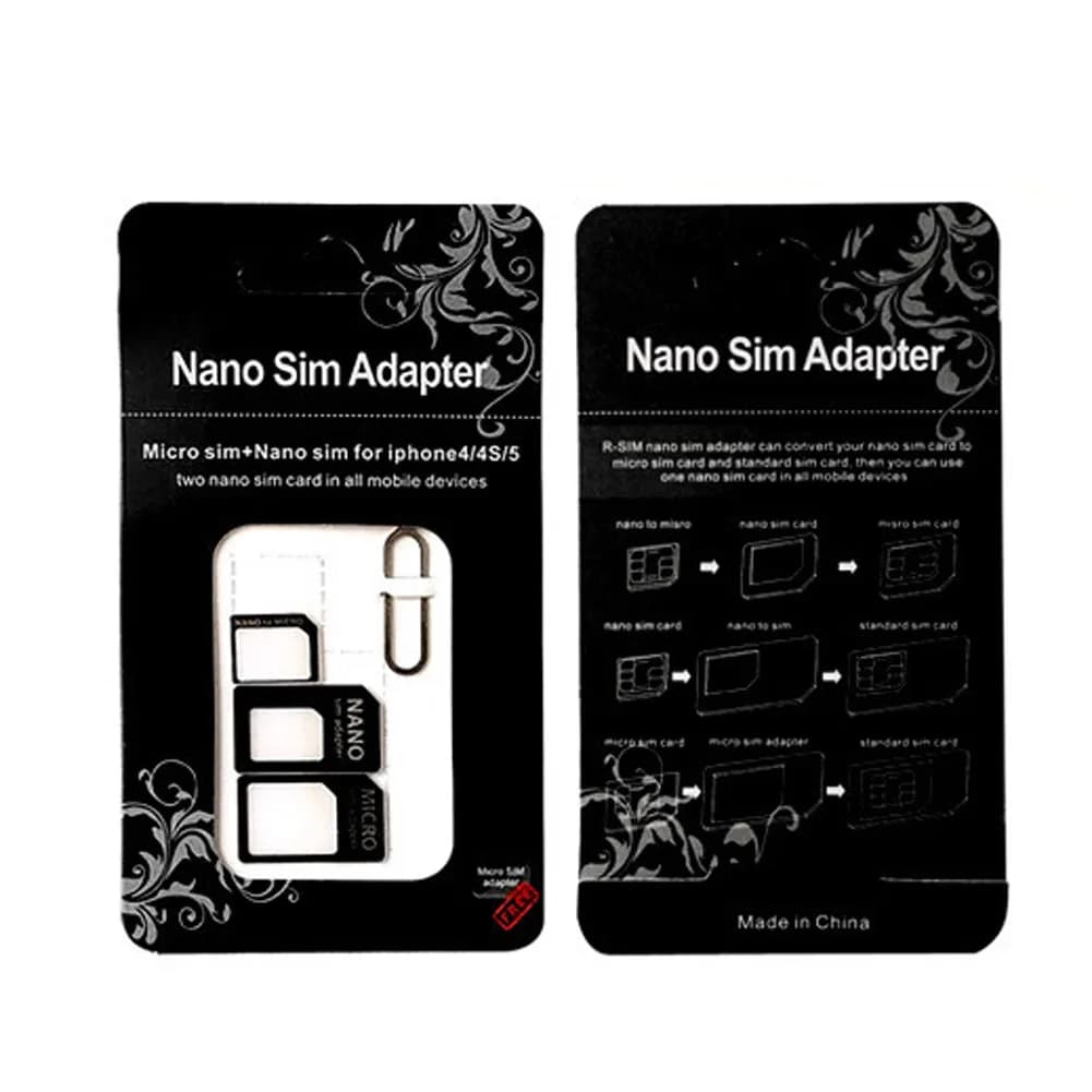 10 20 Sets 4 In 1 Nano Micro Mini Standard SIM Card Adapter Kit Tools With Eject Pin Key Retail Package For IPhone Samsung Phone