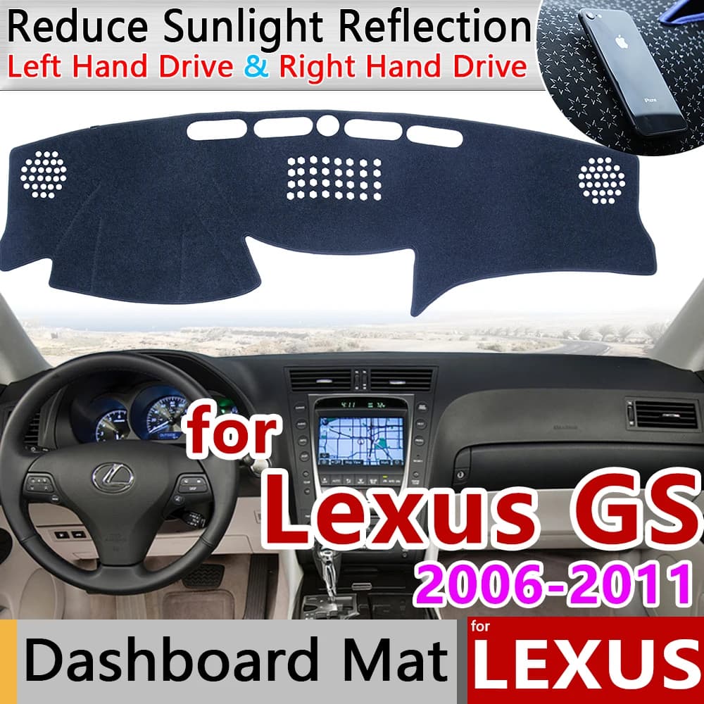 Per Lexus GS GS300 GS430 GS450h GS350 GS460 2006 ~ 2011 Tappetini anti scivolo Cruscotto Copertura Parasole Dash Zerbino Accessori F Sport 300 430