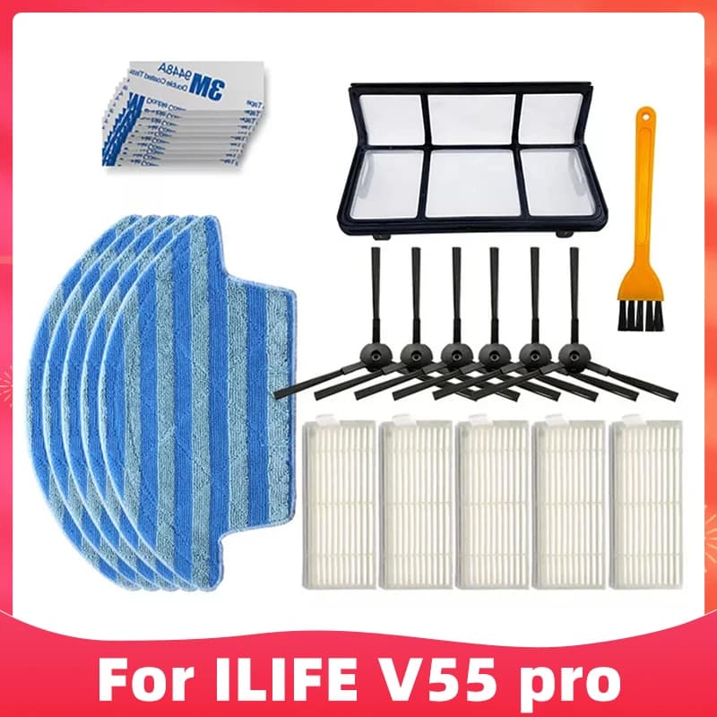 Compatible For iLife V55 Pro / Gutrend Joy 90 Pet / Kitfort KT-518 Robot Vacuums Filter Side Brush Mop Cloths Rag Accessory Part