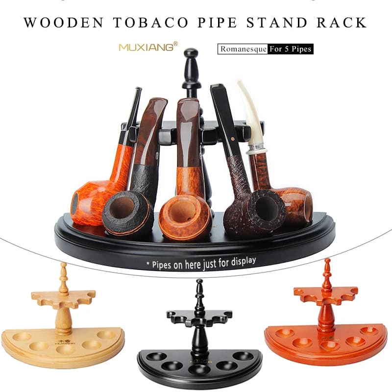 2/3/5 Pipes Wooden Pipe Stand Rack Smoking Tools Holder Straight Line Vertical Romanesque Style More Styles 3 Colors Durable