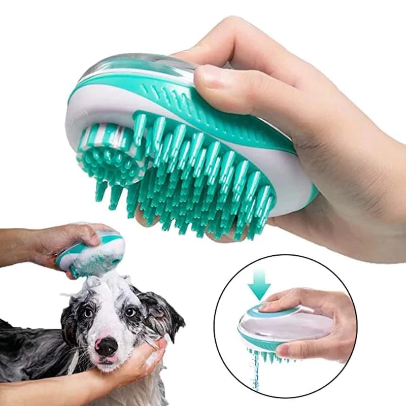 Spazzola da Bagno 2-in-1 per Cani e Gatti, Pettine Massaggiante SPA per Animali Domestici, Spazzola in Silicone Morbido per la Doccia e la Toelettatura, Strumento per la Pulizia del Pelo del Cane, Accessori per Animali Domestici