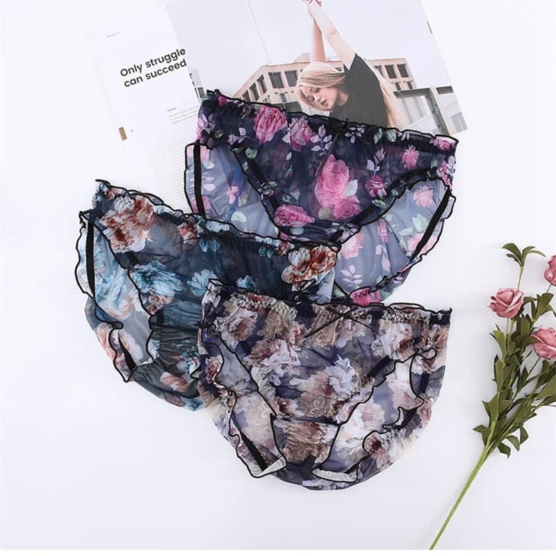 3Pcs/Lot Thin Intimates Girls Underwears Leopard Print Plus Size 5XL Sexy Lingeries Mesh Transparent Women's Panties Sets