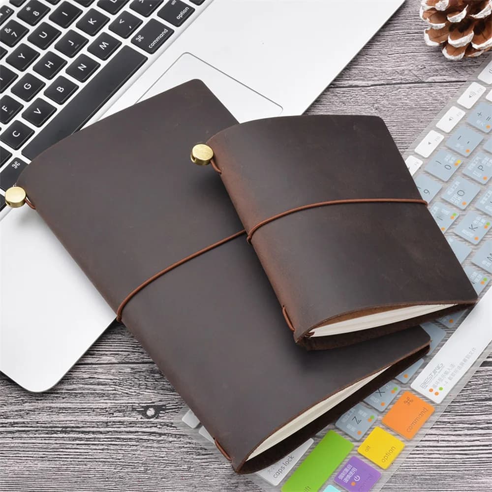 Notebook da viaggio in vera pelle Diario fai-da-te 8 colori Diario retrò Libri portatili per ufficio scolastico Pelle di cavallo pazzo