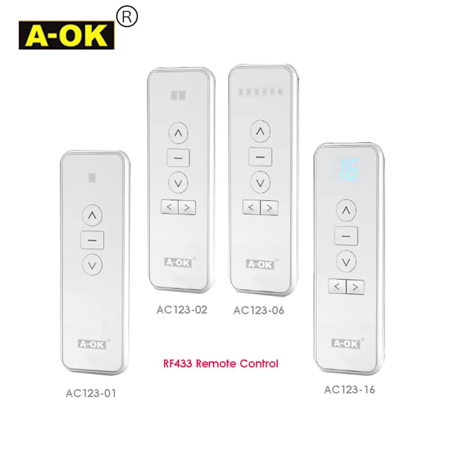 Telecomando originale A-OK RF433 AC123-01 AC123-02 AC123-06 AC123-16 per motore per tende A-OK RF433, telecomando wireless RF433