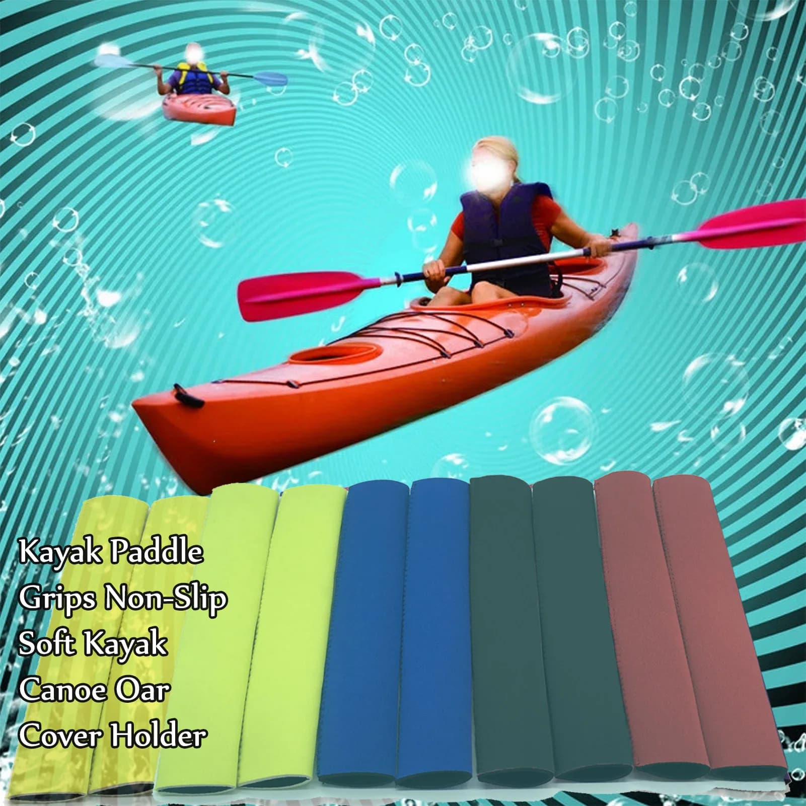 1 Pair Paddle Grips Soft Antiskid Kayak Paddle Grips Non-Slip Soft Kayak Canoe Oar Paddles Holder Neoprene Paddle Cover